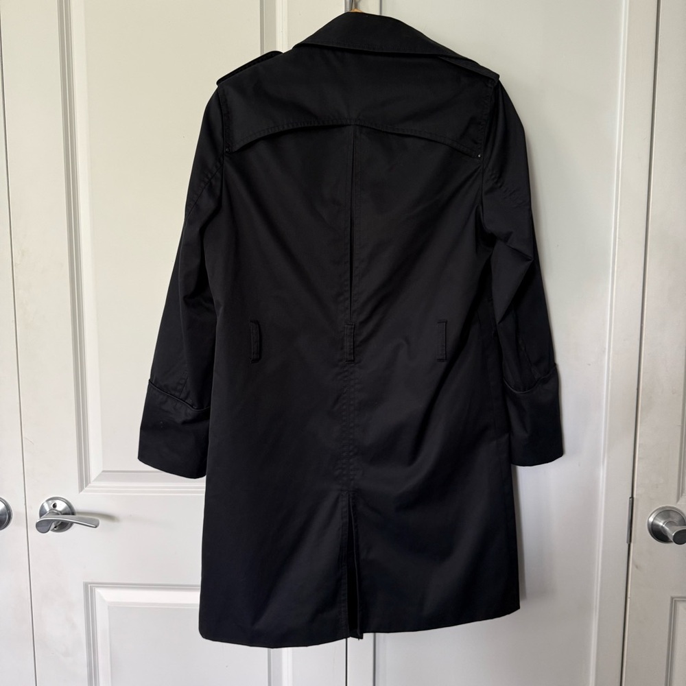 H&M Men’s Black Double-Breasted Trench Coat with Epaulettes - Picture 2 of 5